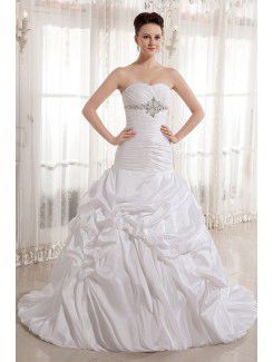 Satin Sweetheart Court Train Ball Gown Wedding Dress