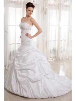 Satin Sweetheart Court Train Ball Gown Wedding Dress