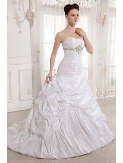 Satin Sweetheart Court Train Ball Gown Wedding Dress