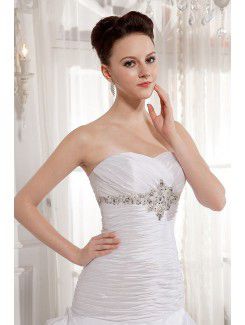 Satin Sweetheart Court Train Ball Gown Wedding Dress