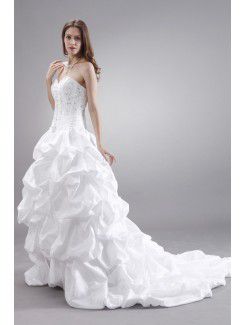 Taffeta Sweetheart Chapel Train Ball Gown Wedding Dress