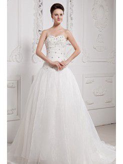 Tulle Sweetheart Chapel Train Ball Gown Wedding Dress with Sequins