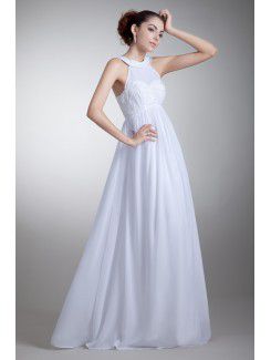 Chiffon Jewel Floor Length Empire Line Embroidered Wedding Dress