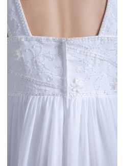 Chiffon Jewel Floor Length Empire Line Embroidered Wedding Dress