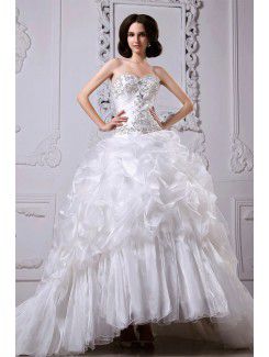 Tulle and satin Sweetheart Cathedral Train Ball Gown Wedding Dress