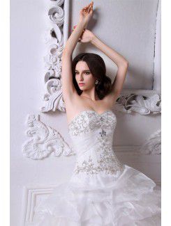 Tulle and satin Sweetheart Cathedral Train Ball Gown Wedding Dress