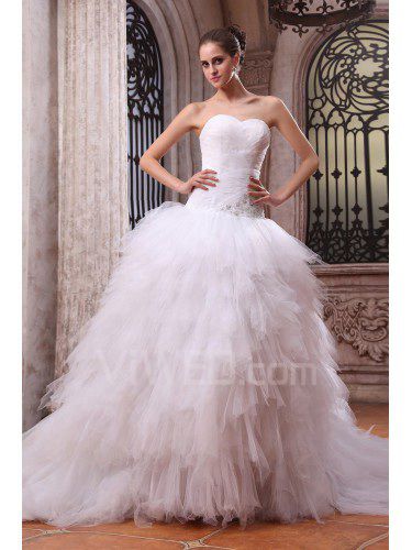 Tulle sweetheart train chapelle robe de bal de mariage robe