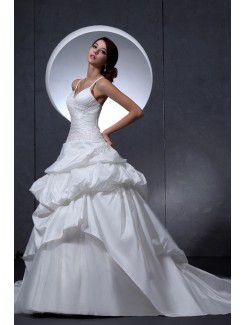 Taffeta V-Neckline Court Train Ball Gown Wedding Dress