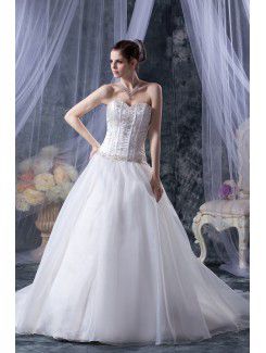 Tulle sweetheart train chapelle robe de bal de mariage robe