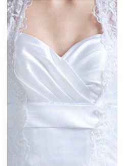 Satin Halter Sweep Train Empire Line Embroidered Wedding Dress