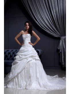 Taffeta Sweetheart Cathedral Train Ball Gown Wedding Dress