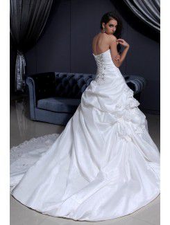 Taffeta Sweetheart Cathedral Train Ball Gown Wedding Dress