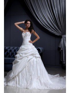 Taffeta Sweetheart Cathedral Train Ball Gown Wedding Dress