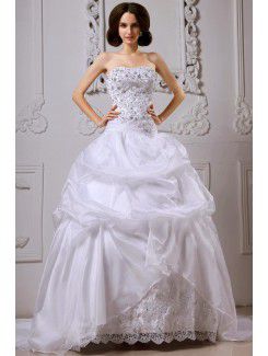 Satin Sweetheart Cathedral Train Ball Gown Wedding Dress