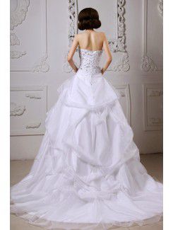 Satin Sweetheart Cathedral Train Ball Gown Wedding Dress