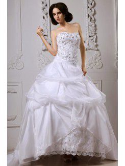 Satin Sweetheart Cathedral Train Ball Gown Wedding Dress