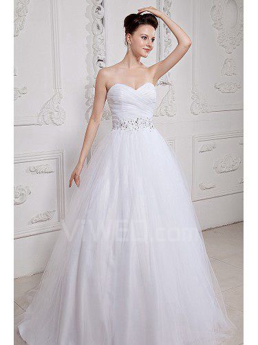 Organza querida varrer trem de bola vestido de casamento vestido com bordado e ruched