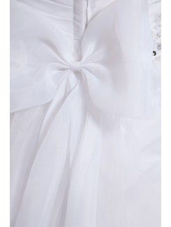 Organza Sweetheart Sweep Train Ball Gown Wedding Dress with Embroidered and Ruched