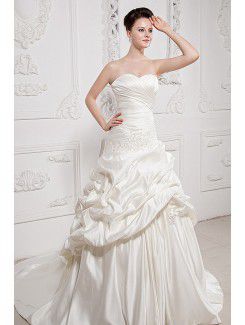 Satin Sweetheart Court Train Ball Gown Wedding Dress