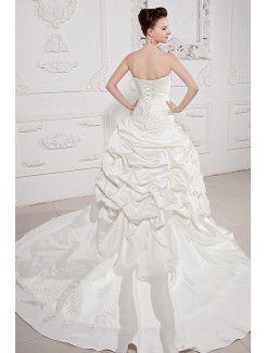 Satin Sweetheart Court Train Ball Gown Wedding Dress