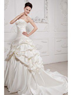 Satin Sweetheart Court Train Ball Gown Wedding Dress