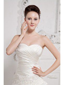 Satin Sweetheart Court Train Ball Gown Wedding Dress