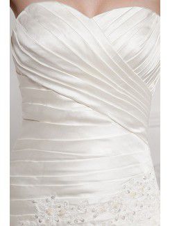 Satin Sweetheart Court Train Ball Gown Wedding Dress