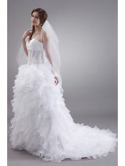 Organza Sweetheart Sweep Train Ball Gown Wedding Dress