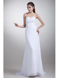 Chiffon Sweetheart Sweep Train Empire Line Wedding Dress