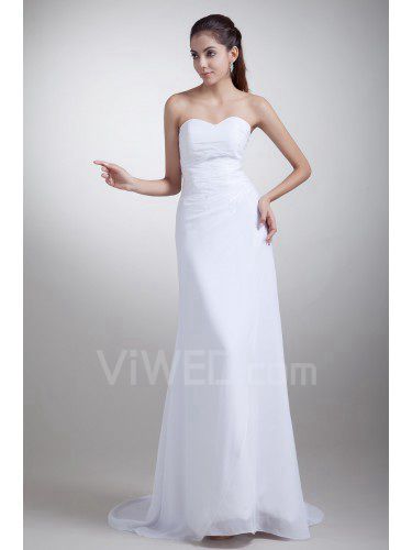 Chiffon Sweetheart Sweep Train Empire Line Wedding Dress