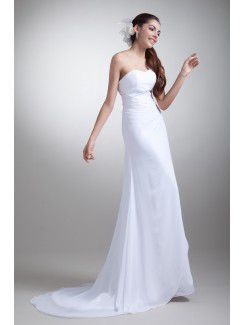 Chiffon Sweetheart Sweep Train Empire Line Wedding Dress