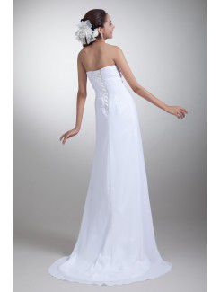 Chiffon Sweetheart Sweep Train Empire Line Wedding Dress