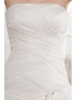 Taffeta and Organza Strapless Sweep Train A-Line Wedding Dress