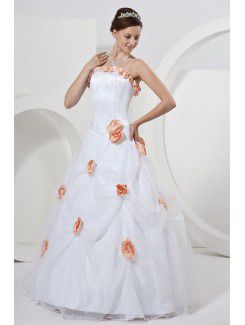 Satin Strapless Floor Length Ball Gown Wedding Dress