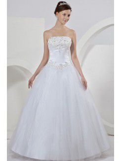 Bustier en tulle chapelle train robe de bal de mariage robe avec broderie