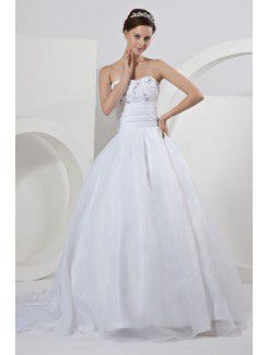 Organza Sweetheart Sweep Train Ball Gown Wedding Dress