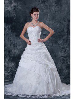 Satin and Taffeta Sweetheart Chapel Train A-Line Wedding Dress