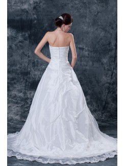 Satin and Taffeta Sweetheart Chapel Train A-Line Wedding Dress