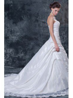 Satin and Taffeta Sweetheart Chapel Train A-Line Wedding Dress