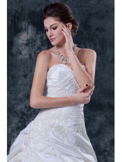 Satin and Taffeta Sweetheart Chapel Train A-Line Wedding Dress