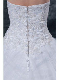 Tulle and Satin Sweetheart Chapel Train Ball Gown Wedding Dress