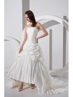 Satin and Taffeta Strapless Chapel Train Ball Gown Wedding Dress