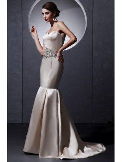 Satin Sweetheart Sweep Train Mermaid Wedding Dress