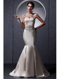 Satin Sweetheart Sweep Train Mermaid Wedding Dress