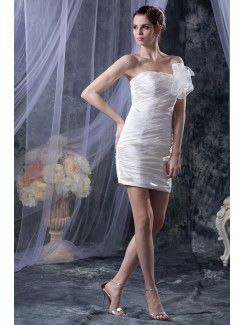 Organza Strapless Court Train Mermaid Wedding Dress with Ruffle Hand-made Flower