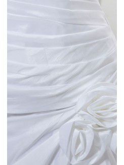 Taffeta Halter Sweep Train Sheath Wedding Dress with Ruffle