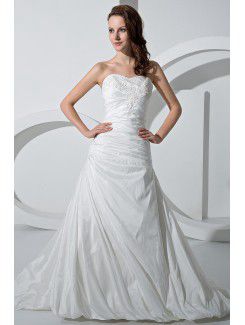 Chiffon Sweetheart Court Train A-Line Wedding Dress