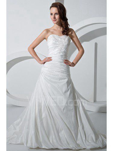 Chiffon Sweetheart Court Train A-Line Wedding Dress