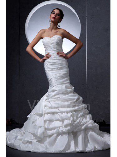 Charmeuse Sweetheart Court Train Mermaid Wedding Dress