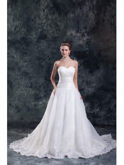 Organza Sweetheart Sweep Train Ball Gown Wedding Dress